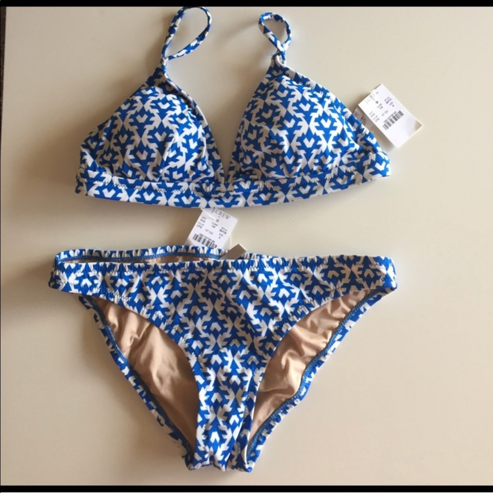 J. Crew blue white bikini NWT small