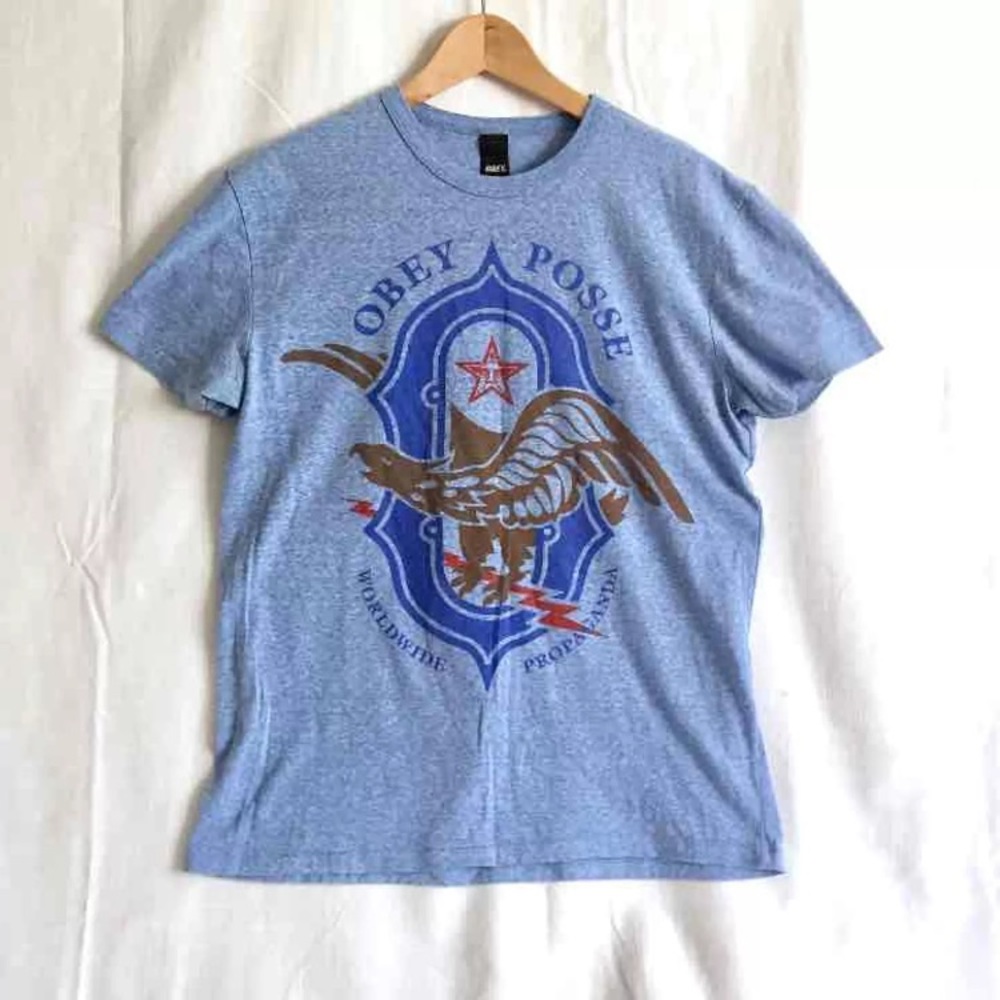 Obey Propaganda blue tee shirt large