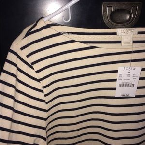 J. Crew B&W Striped Boatneck Tee