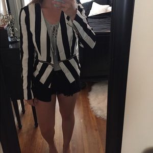 Black and white stripe blazer