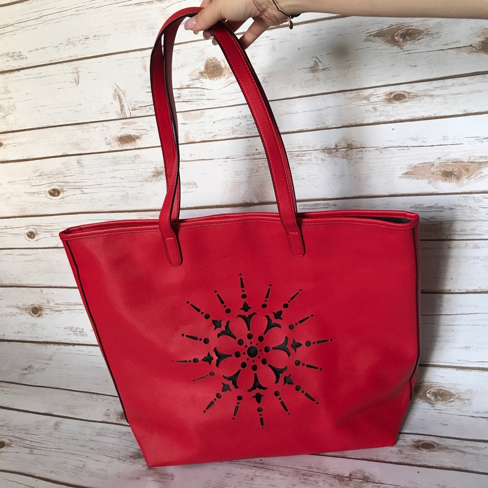 🆕Red Large Leather Tote