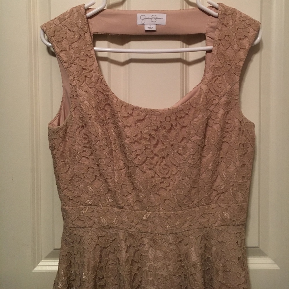 Tan nude lace dress