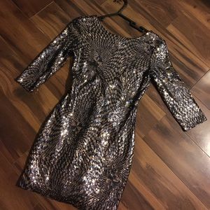 Size small gold and navy mini sequin dress