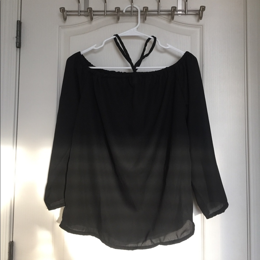 Black chiffon Off-shoulder Blouse