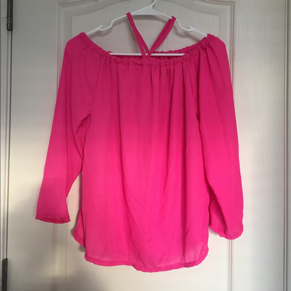 Pink chiffon Off-shoulder Blouse