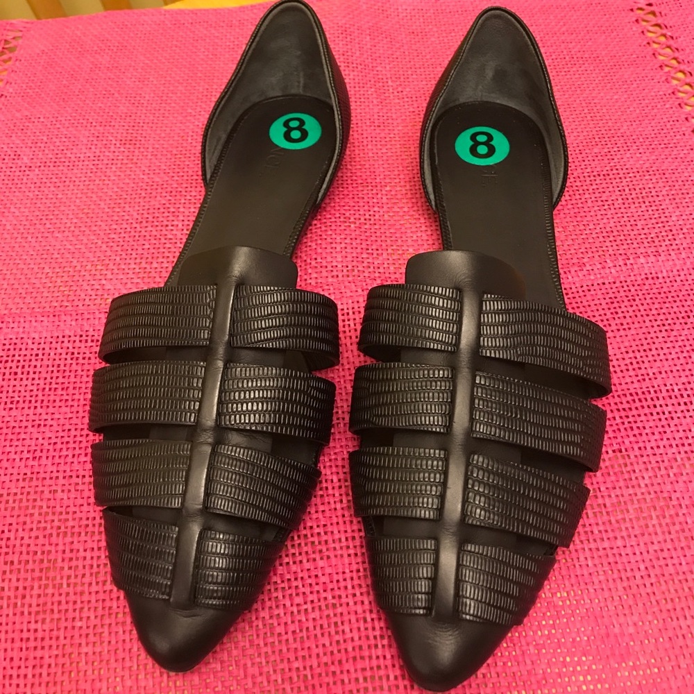 Vince Neves Lizard-Embossed Leather Flats