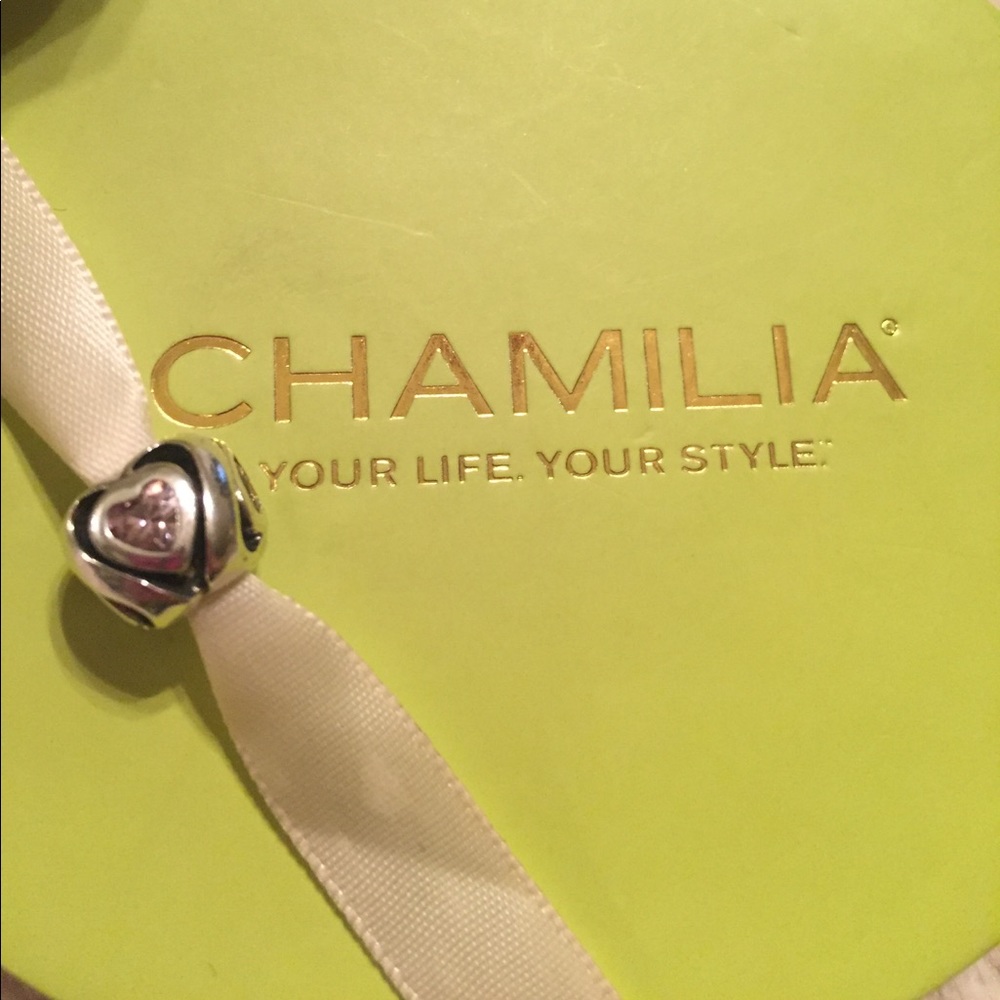 Chamilia Mother's Heart light pink CZ charm