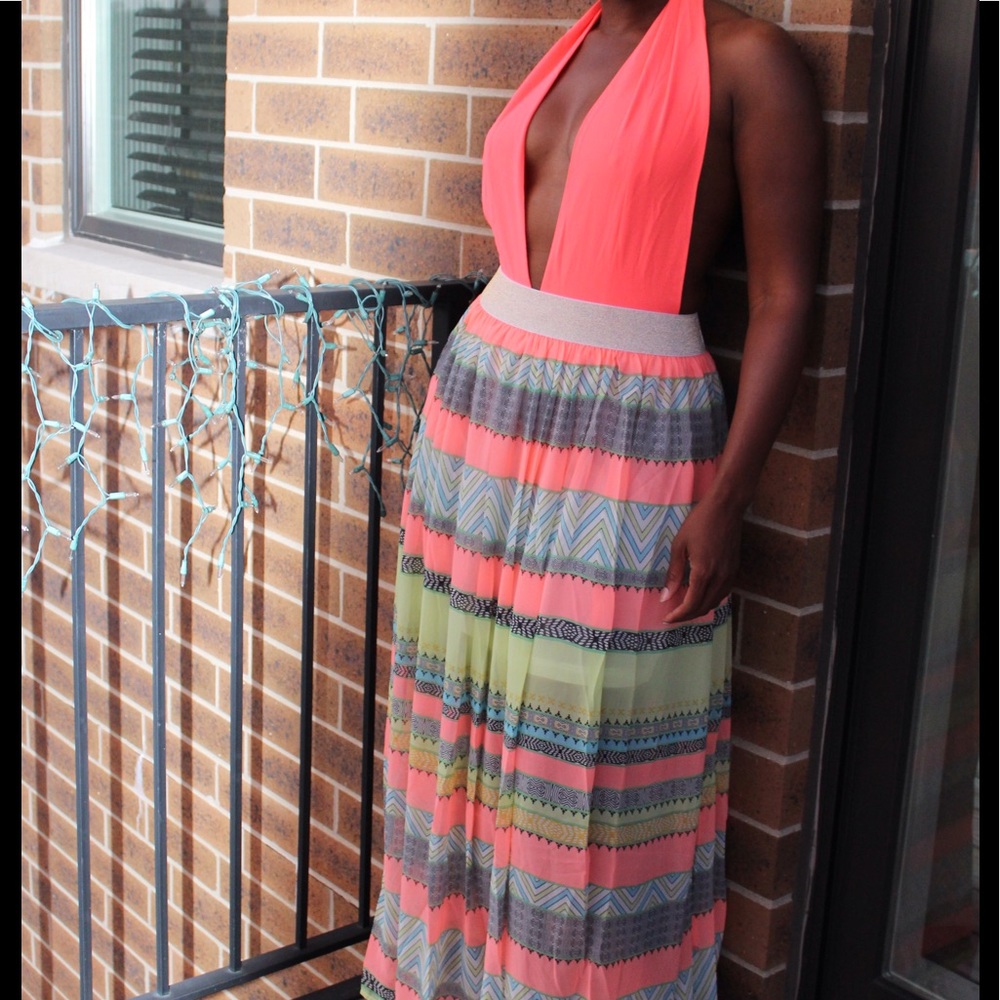 Multicolored Striped Maxi Skirt