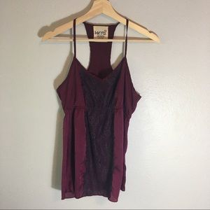 Kirra burgundy racerback lace tank top