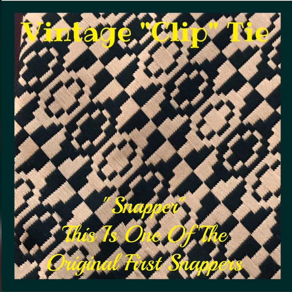 EUC-Dark Green & Cream Vintage Clip-On Tie
