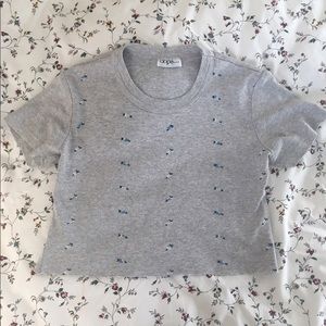 Embroidered floral gray crop top