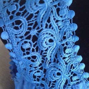FADED GLORY Tops - Blue crochet shoulder tank top. 31" long. NWOT FADED GLORY Tops - Blue crochet shoulder tank top. 31" long. NWOT