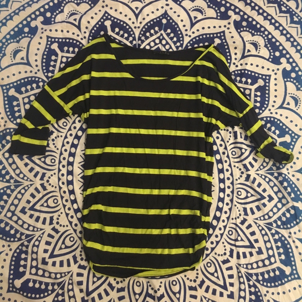 Neon Striped Black Top