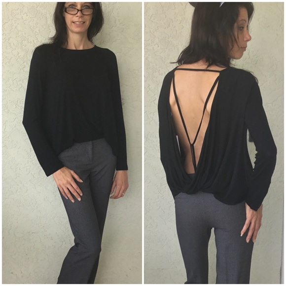 Black Open Drape Back Top - Picture 4 of 4