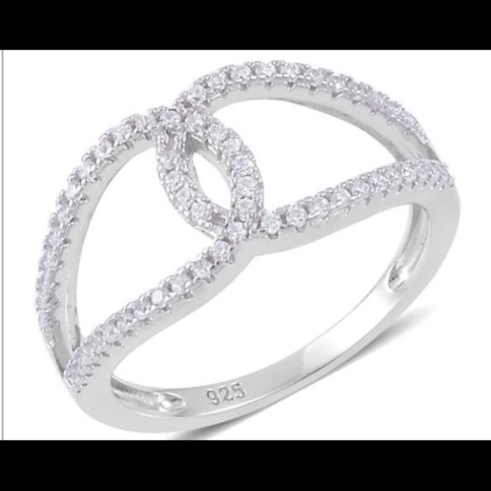 9.25 Sterling Silver.  Simulated Diamond Ring
