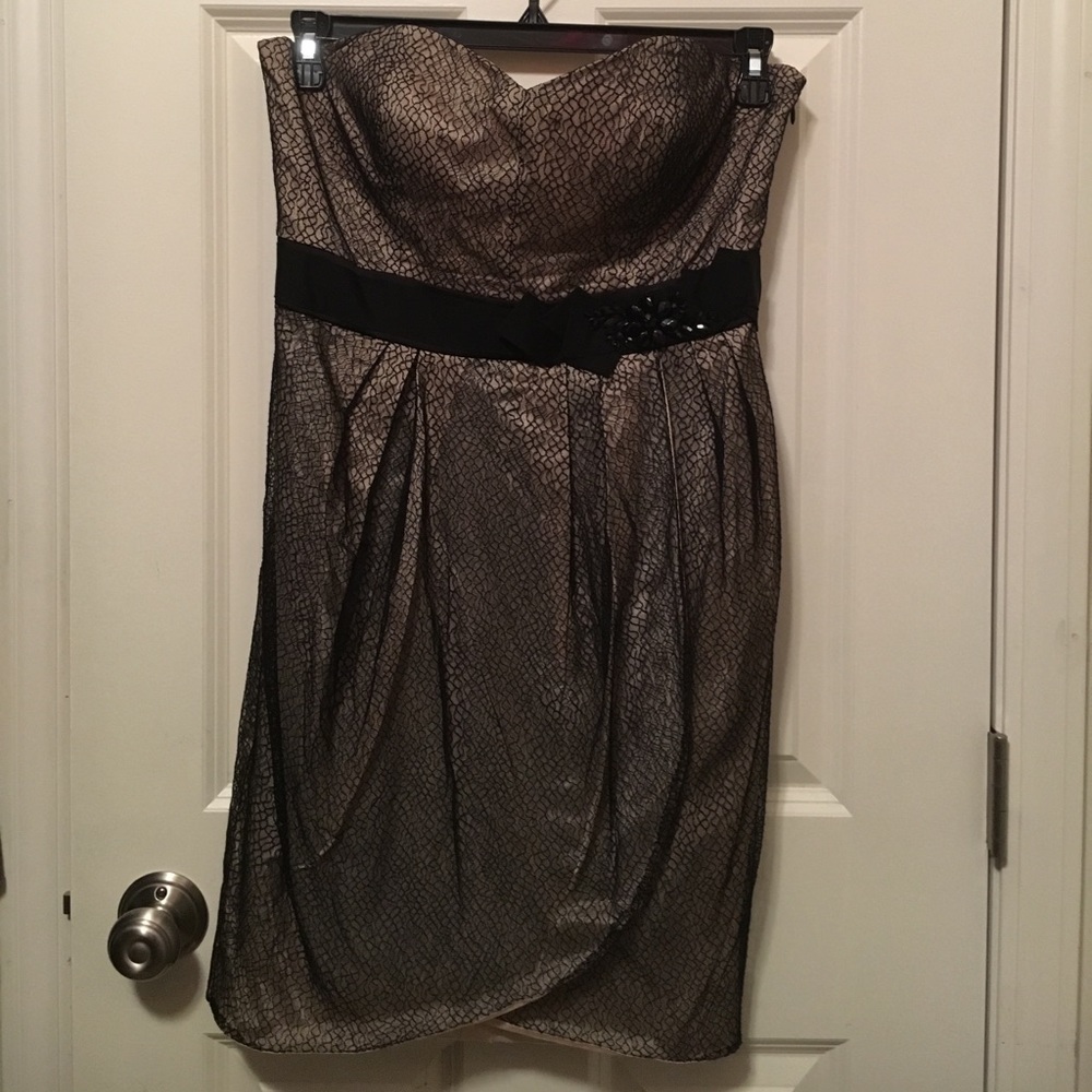 Black and tan lace dress