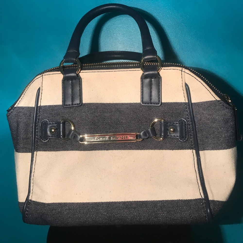 Tommy Hilfiger navy & white striped handbag purse