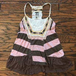Free People Striped Tank with Crochet Detail