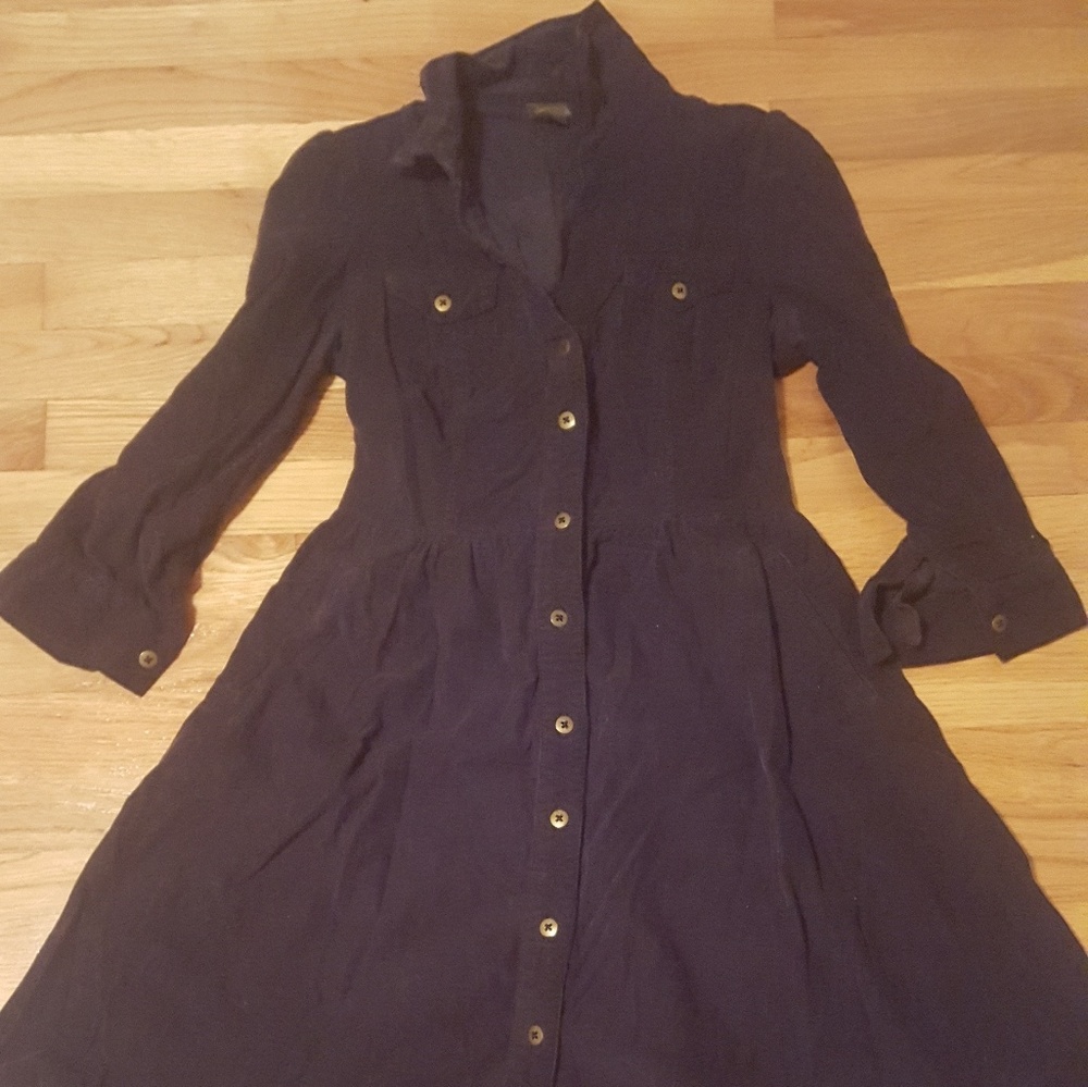 Anthropologie navy corduroy shirt dress