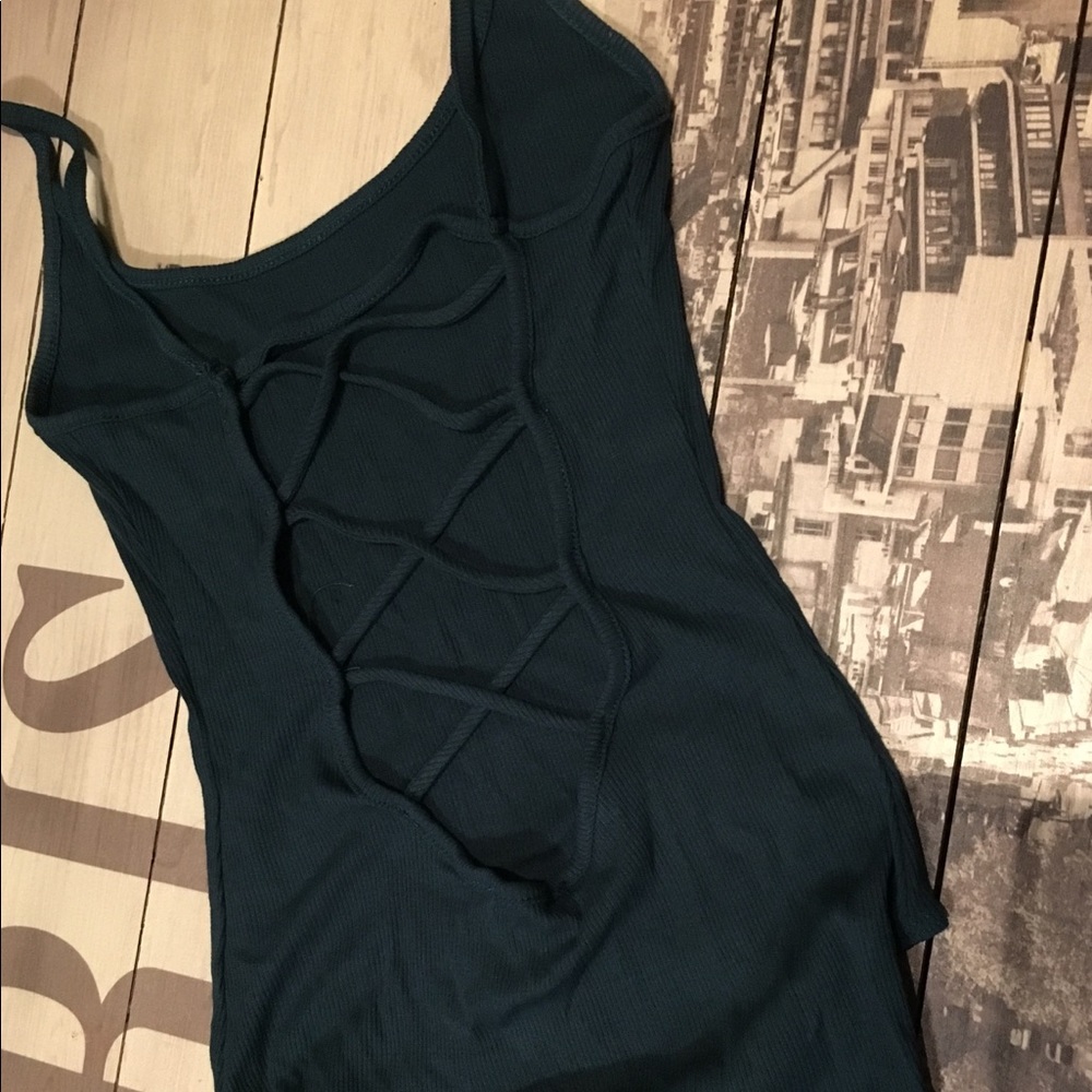 Dark green robbed body suit brand new