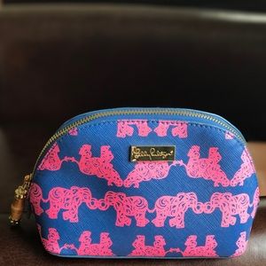 Navy & Pink Elephant Lilly Pulitzer Makeup Bag