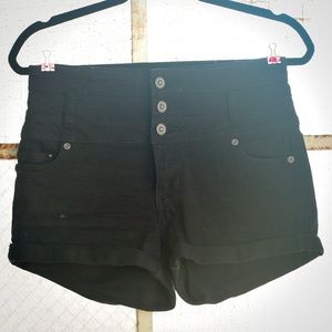 Black high waisted denim shorts