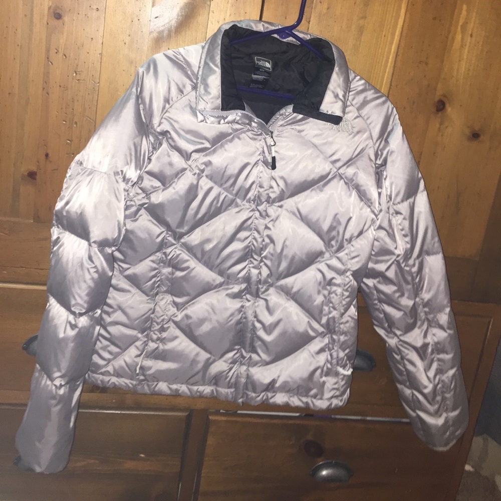 North face silver Puffer jacket