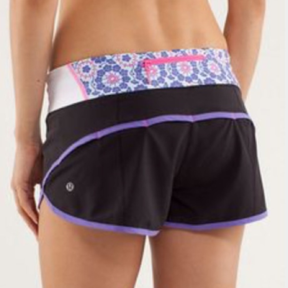 Lululemon Speed Shorts - Sz 2 Black & Purple - Picture 2 of 4