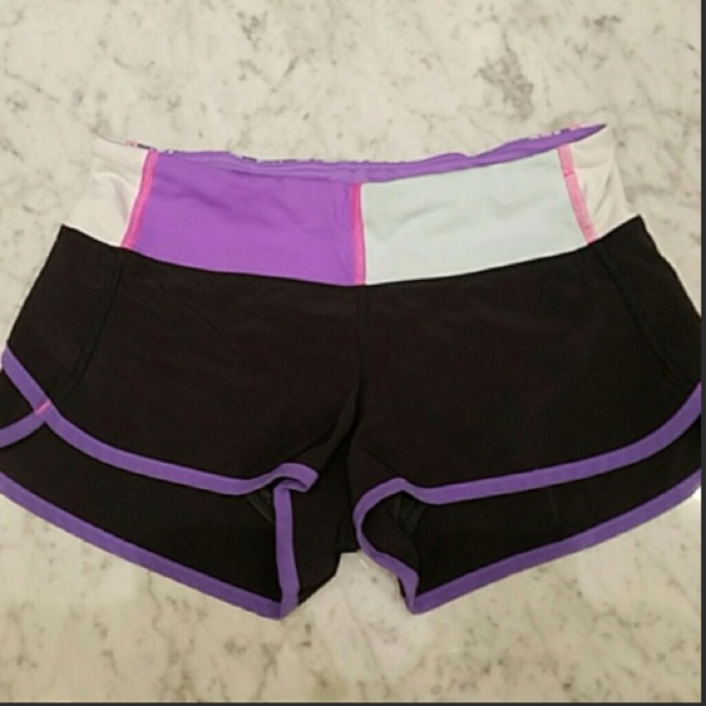 Lululemon Speed Shorts - Sz 2 Black & Purple - Picture 3 of 4