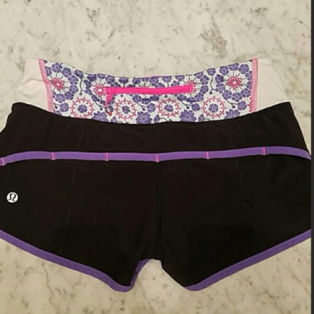 Lululemon Speed Shorts - Sz 2 Black & Purple - Picture 4 of 4