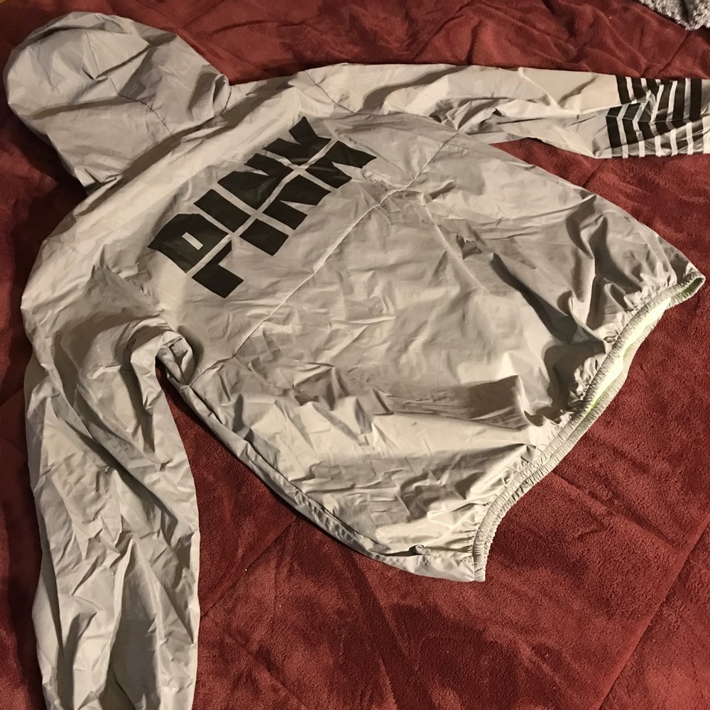 Waterproof pink jacket.