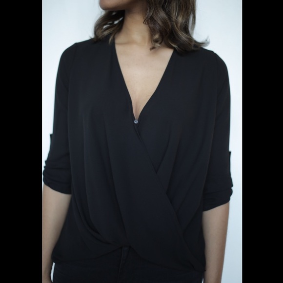 Lush Tops - *LAST ONE* LUSH Drape Front Top in Black