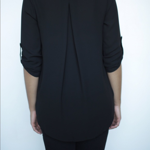 *LAST ONE* LUSH Drape Front Top in Black - Picture 3 of 3