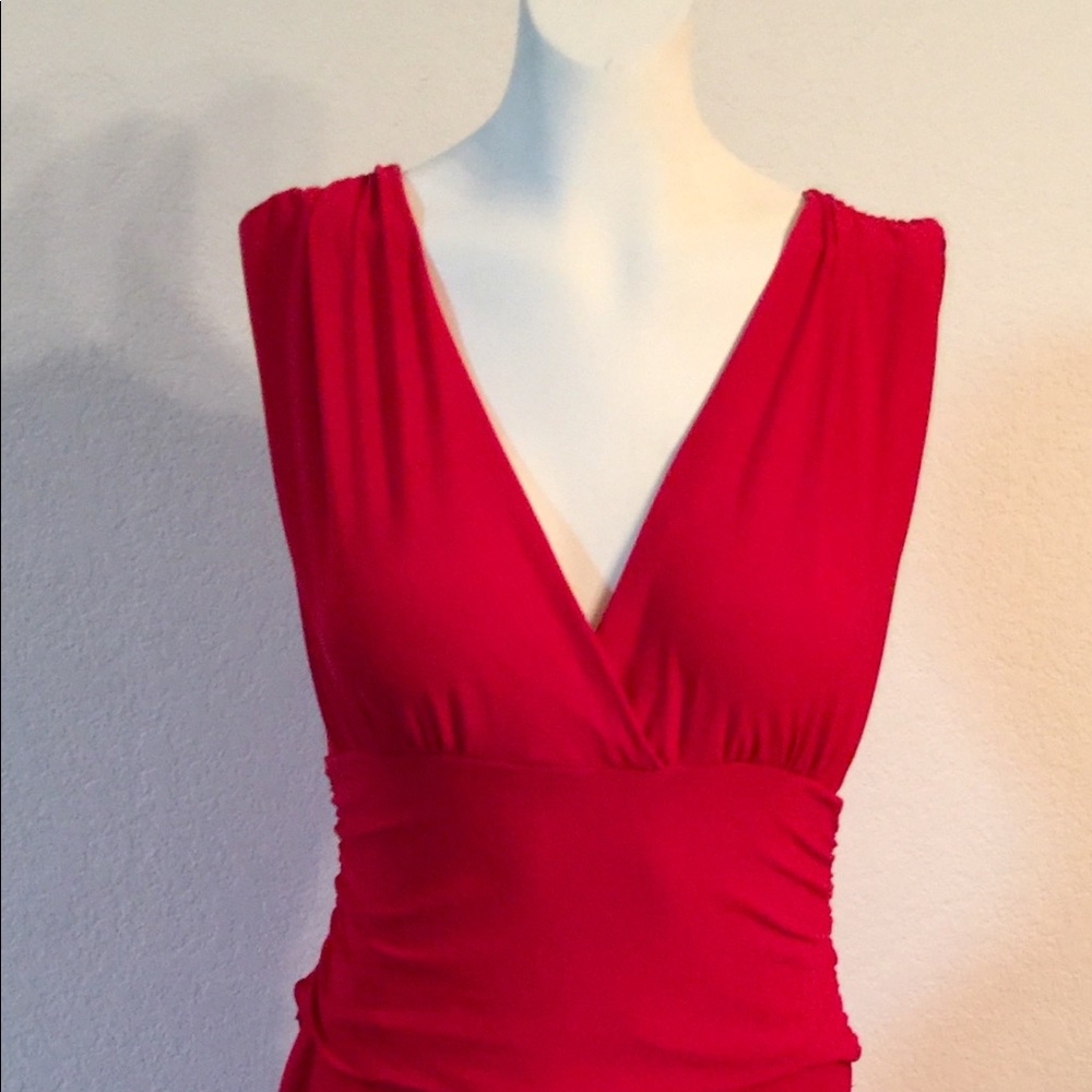 Red V-Neck Front & Back Dress