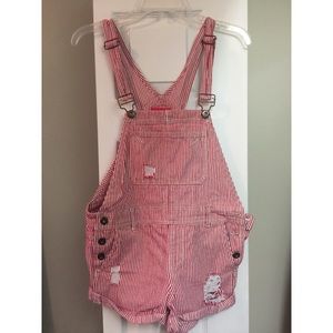 Red & White Striped Overalls