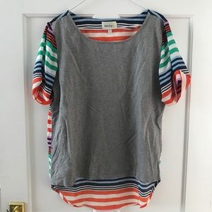 Striped silky back Tee
