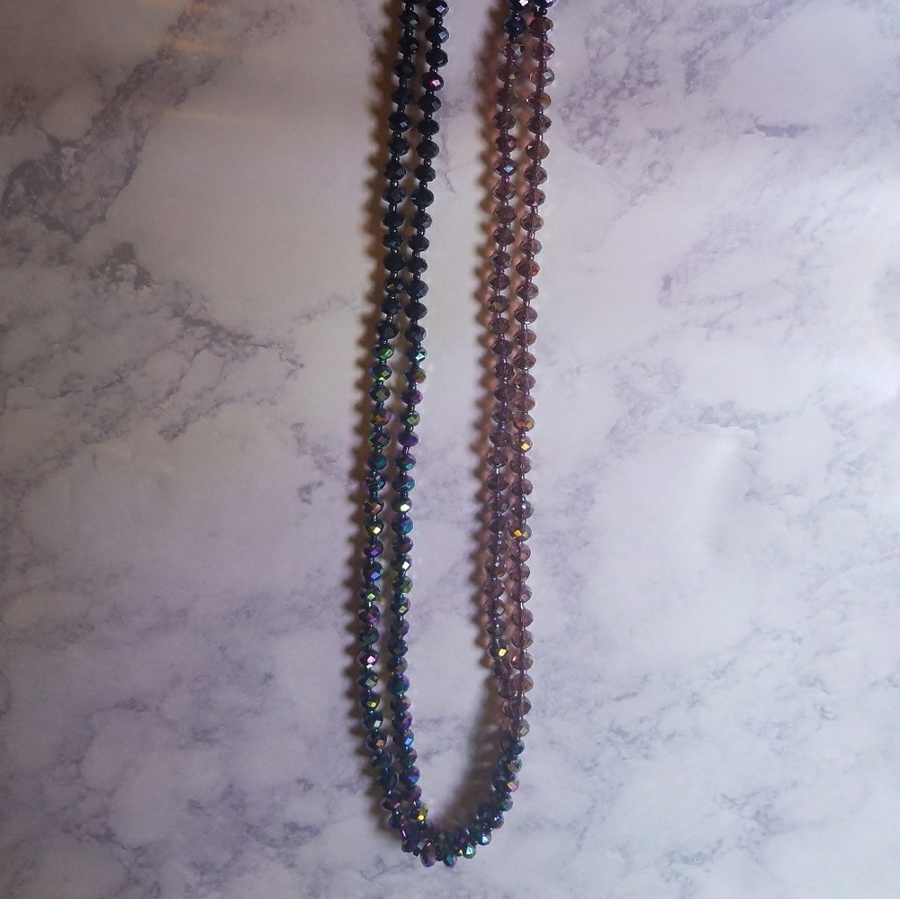 Crystal bead iridescent necklace