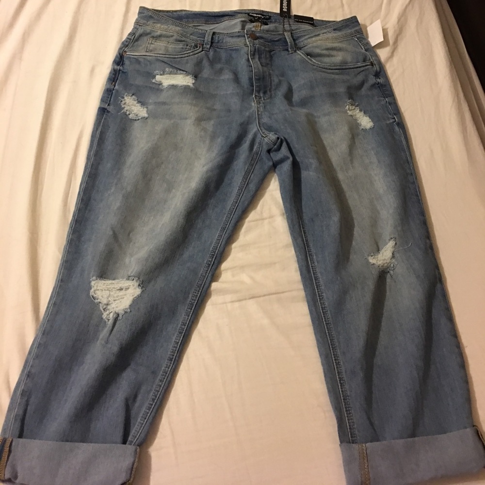 plus size distressed boyfriend jeans