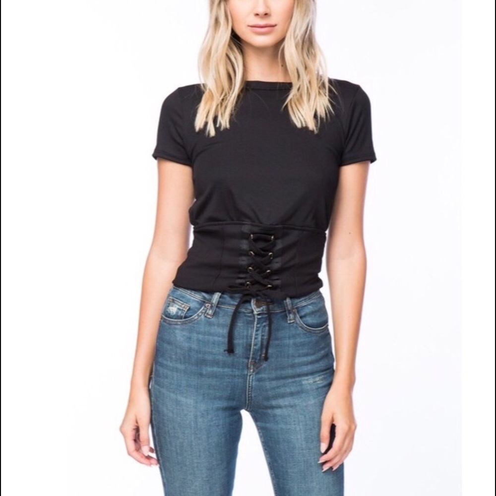 Corset lace up crop top