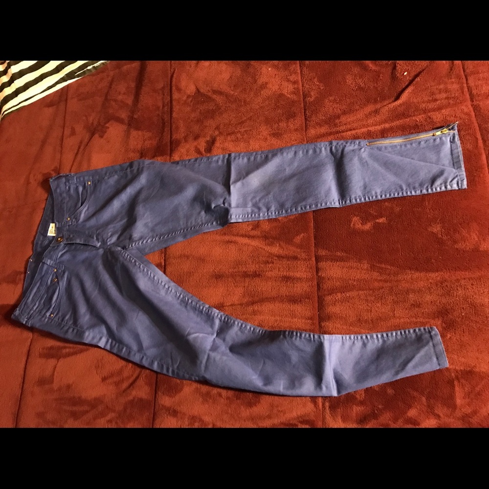 BLUE H&M Pants with Gold zippers