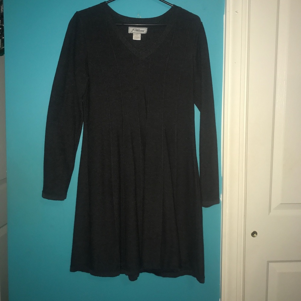 Long sleeved grey sweater dress