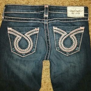 Discount!Big Star Liv Skinnies w pink stitching