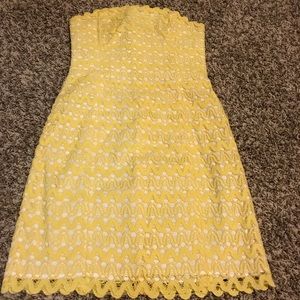 Lily Pulitzer yellow strapless dress