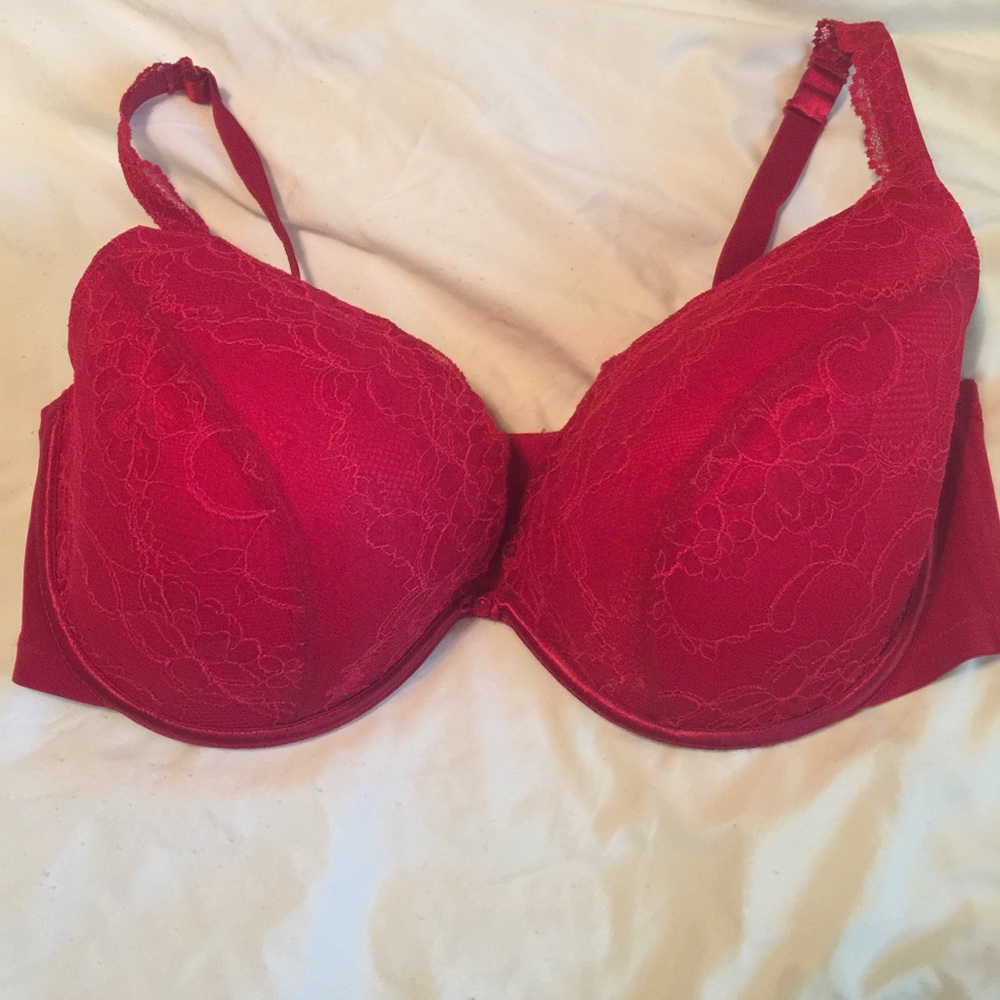 Red lace bra