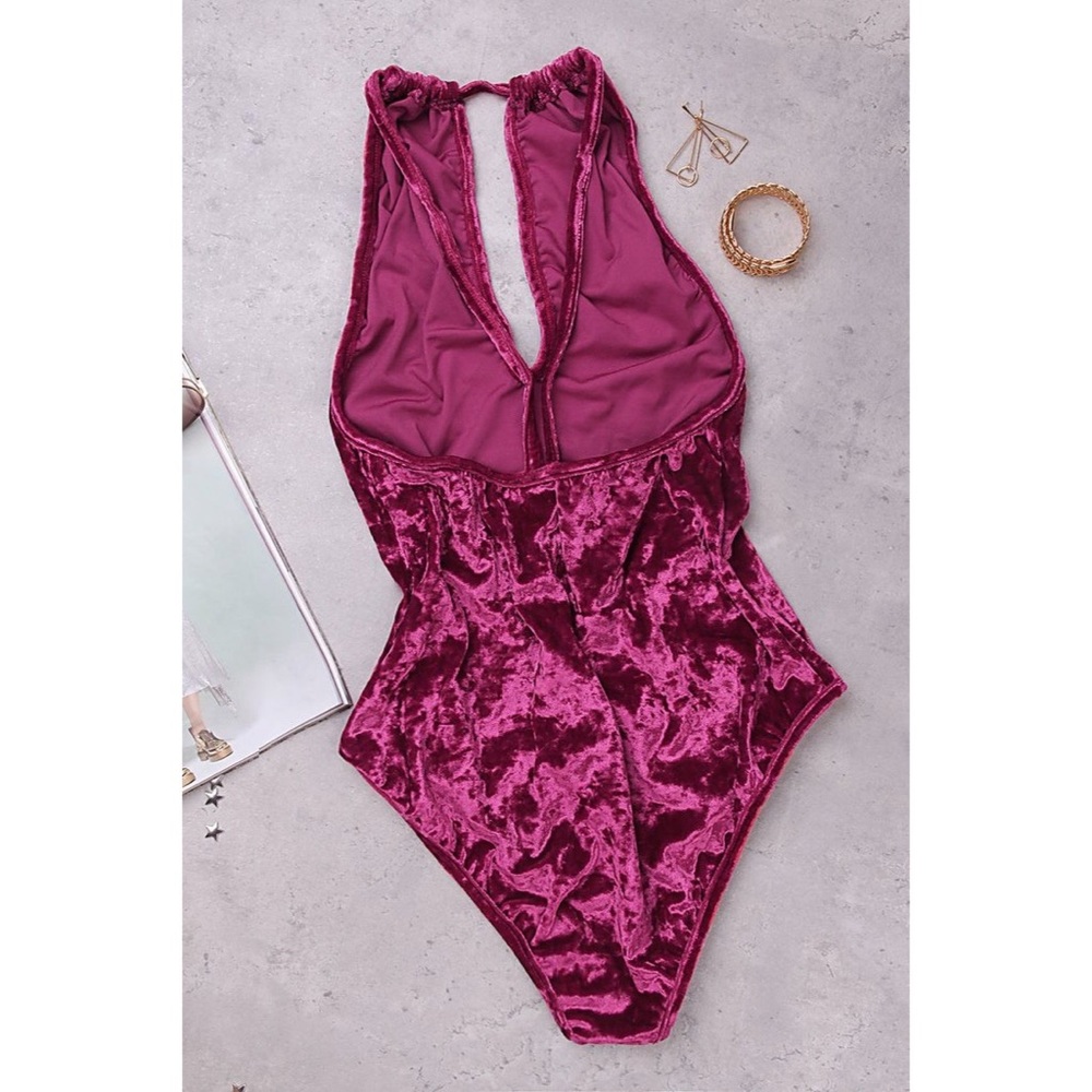 hp • Crushed Velvet Halter Bodysuit - Picture 2 of 7