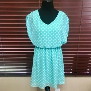 BCX Turquoise polka dot dress