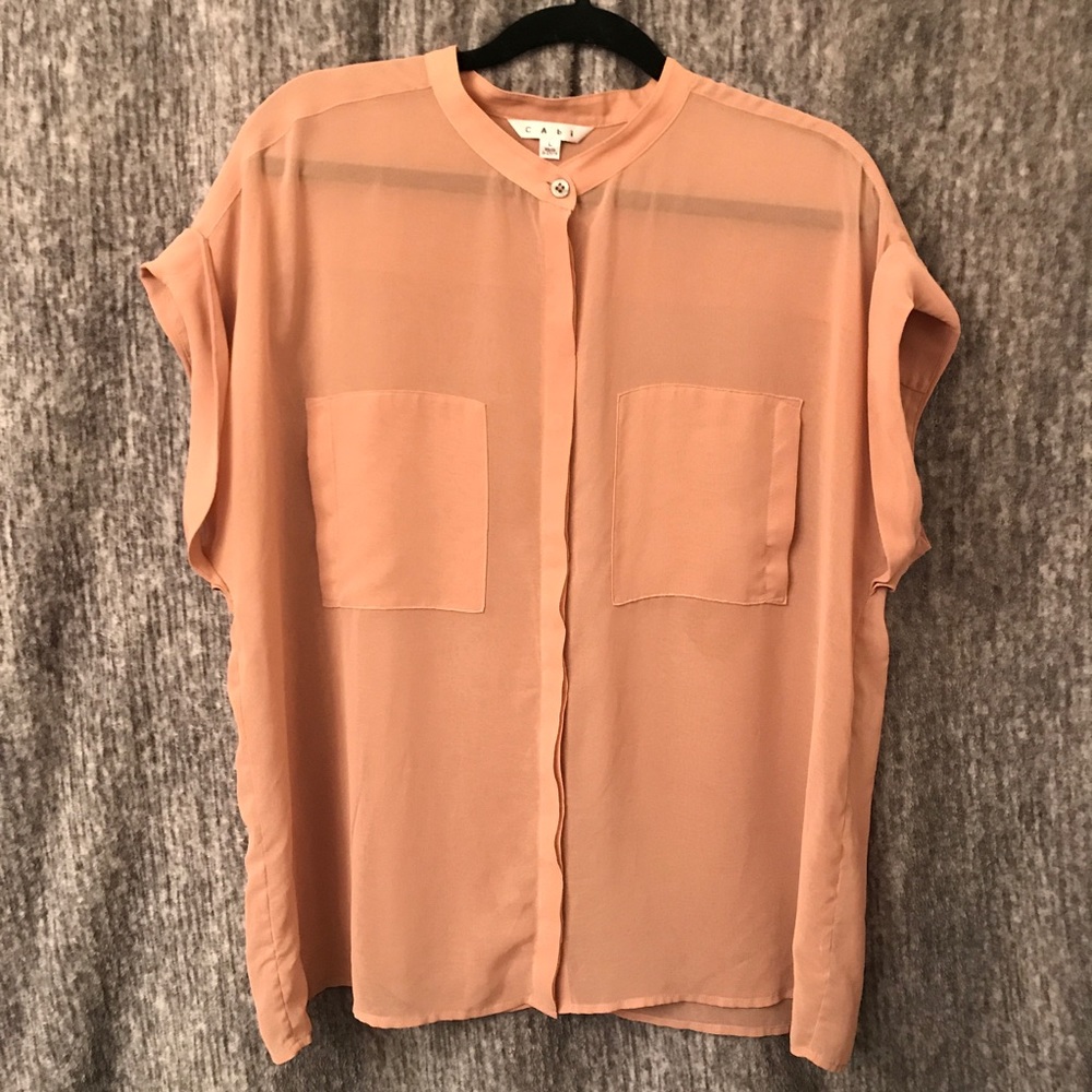 CAbi Sheer Button Up Blouse
