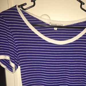 Cute blue and white striped tee shirt cropped