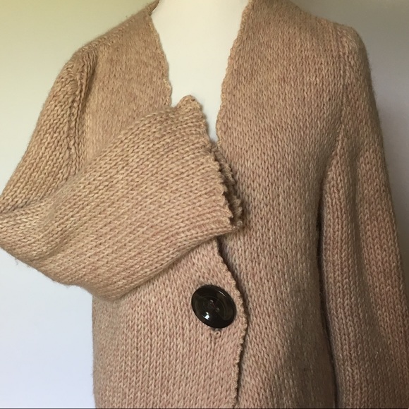 EUC Hand Knit WOOL Cardigan Sweater- size L - Picture 2 of 8