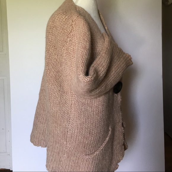 EUC Hand Knit WOOL Cardigan Sweater- size L - Picture 3 of 8